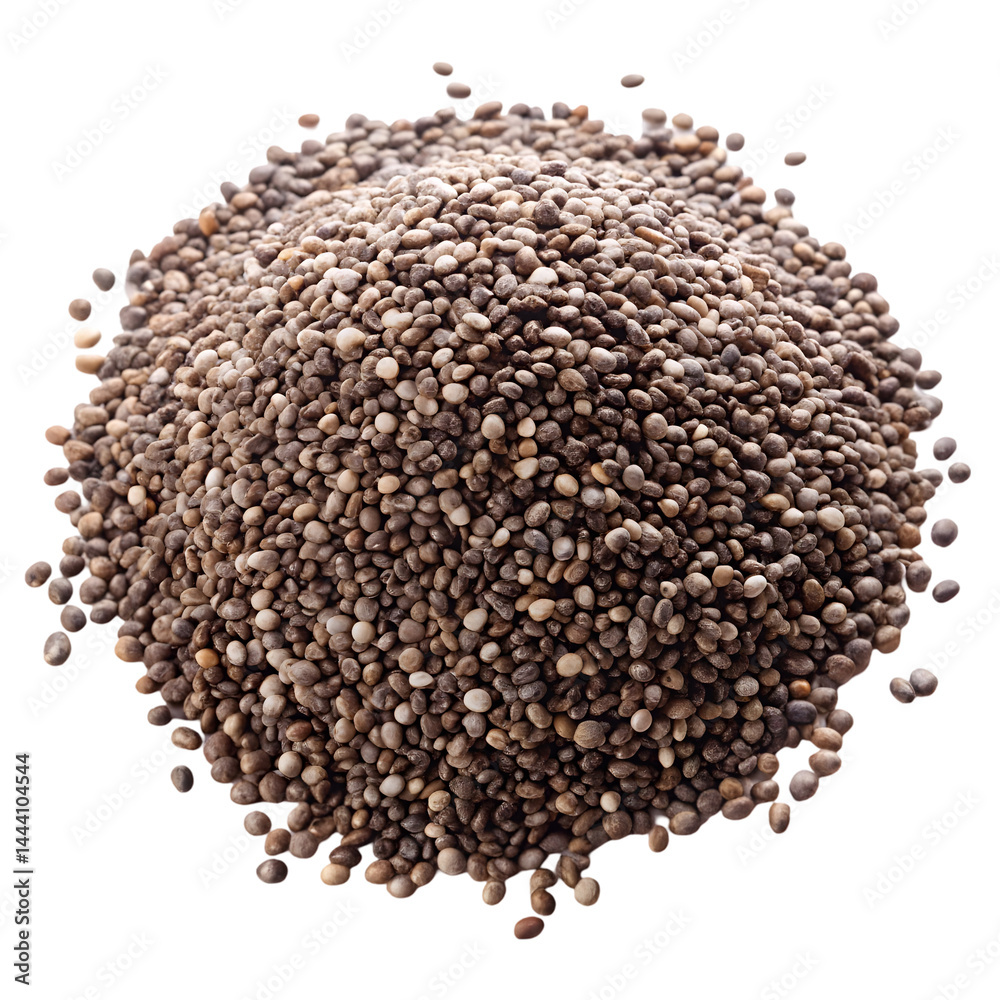 Healthy Chia Seeds on White Backdrop Cutout for Packaging Design Healthy Chia Seeds on White Backdrop Cutout for Packaging Design