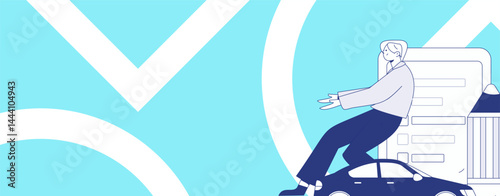 Buy insurance for car flat character vector concept operation illustration
