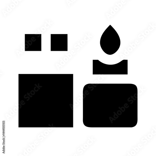 Minimal essential oil bottles icon in solid black with dropper for aromatherapy and wellness design