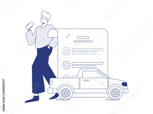 Buy insurance for car flat character vector concept operation illustration
