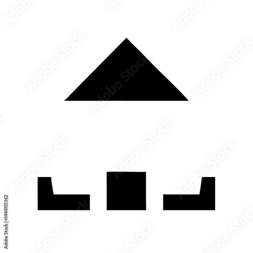 Minimal family camping tent icon with people for symbolic outdoor travel and vacation design