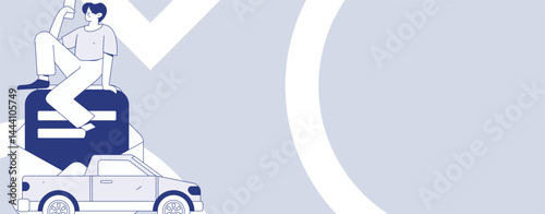 Buy insurance for car flat character vector concept operation illustration
