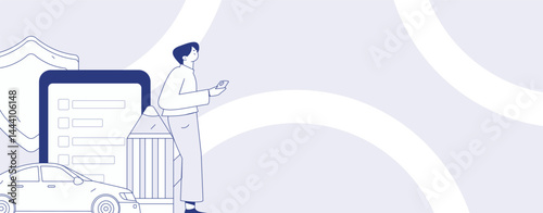 Buy insurance for car flat character vector concept operation illustration
