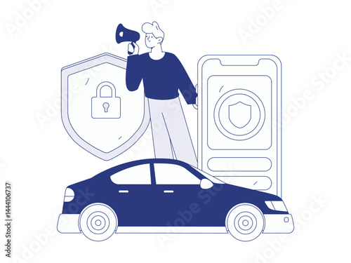 Buy insurance for car flat character vector concept operation illustration
