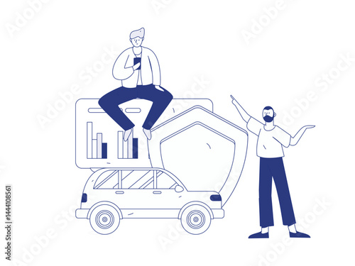 Buy insurance for car flat character vector concept operation illustration
