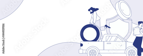 Buy insurance for car flat character vector concept operation illustration
