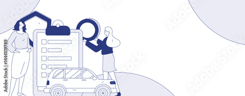 Buy insurance for car flat character vector concept operation illustration
