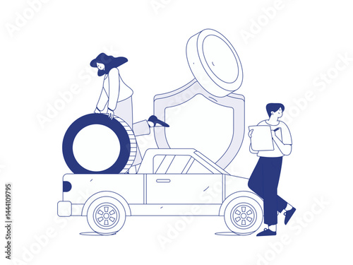 Buy insurance for car flat character vector concept operation illustration
