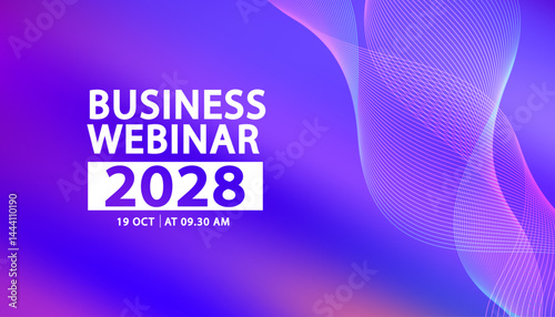 Banner to the online conference background. Web media event. Dynamic Background. Futuristic Poster for Corporate Meeting, Online Courses, Webinar, Seminar. Conference, Business Event Announcement.