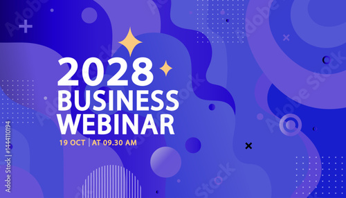 Banner to the online conference background. Web media event. Minimal geometric pattern gradients. Dynamic shapes composition. Design element for web banners, posters. Eps10 vector.