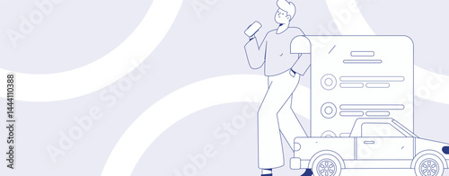 Buy insurance for car flat character vector concept operation illustration

