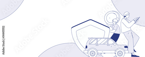 Buy insurance for car flat character vector concept operation illustration
