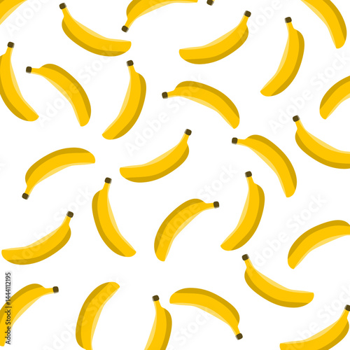 Bananas seamless pattern. Vector flat illustration of banana. Great as a textile print, party invitation or packaging. Surface pattern design.