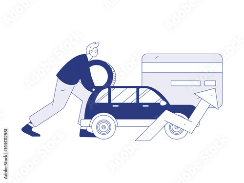 Buy insurance for car flat character vector concept operation illustration
