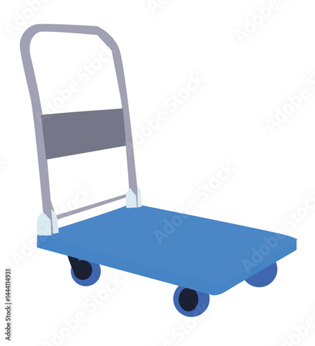  blue baggage or cargo trolley. trolley icon illustration.