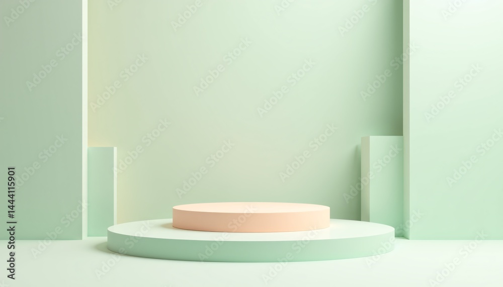 beaful podium in delicate mint peach tones as 3d render abstract geometric background, created with. beaful podium in delicate mint peach tones as 3d render abstract geometric background, created with.
