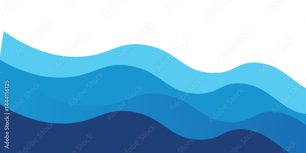 Fototapeta premium Seamless sea waves layered vector background. Blue ocean waves. Water wave pattern design.eps10