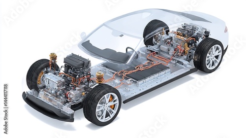 Wallpaper Mural Innovative electric vehicle chassis design showcasing internal components rendering Torontodigital.ca