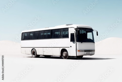 White bus on isolated background, representing travel and tour services