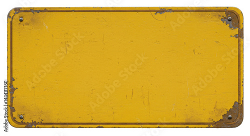 Faded rectangular yellow metal sign