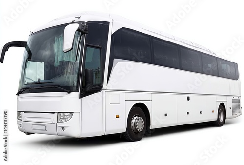 White bus on isolated background, representing travel and tour services