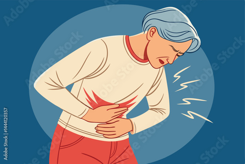 A person doubled over, clutching their stomach in acute digestive pain, expression of discomfort clear on their face.