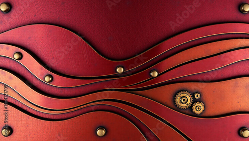 Stunning Steampunk Abstract Backgrounds with Metallic Gears and Waves for Creative Projects