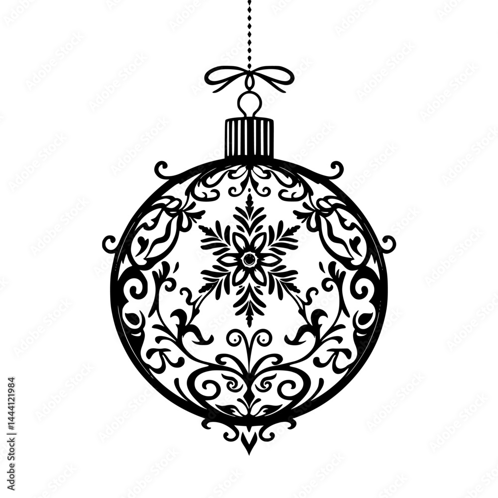 Fototapeta premium Elegant Black & White Christmas Ornament Silhouette