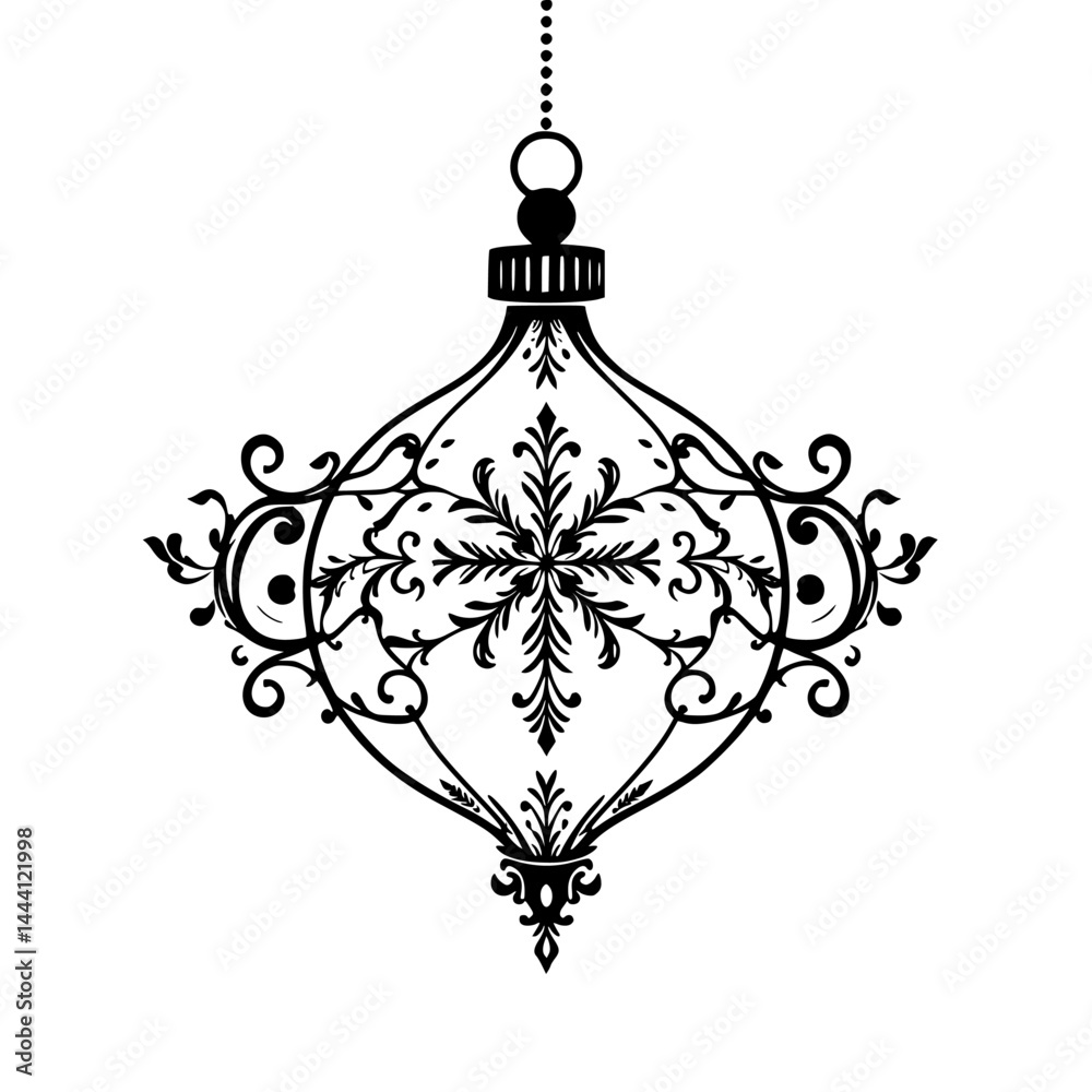 Fototapeta premium Elegant Black & White Christmas Ornament Vector