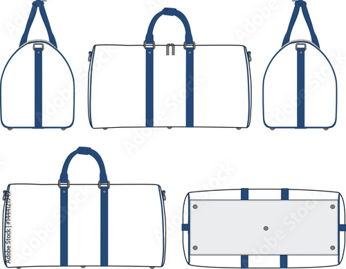 Duffle bag technical flat sketch