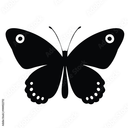 Silhouette butterfly vector illustration isolated on white, showcasing its beautiful wing design