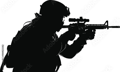 silhouette of a soldier with a rifle