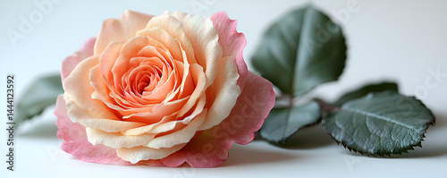 Single pink rose flower with delicate petals, isolated on a clean white background, AI-generated with soft lighting, romantic and elegant botanical image ideal for design, decor, or print use.

