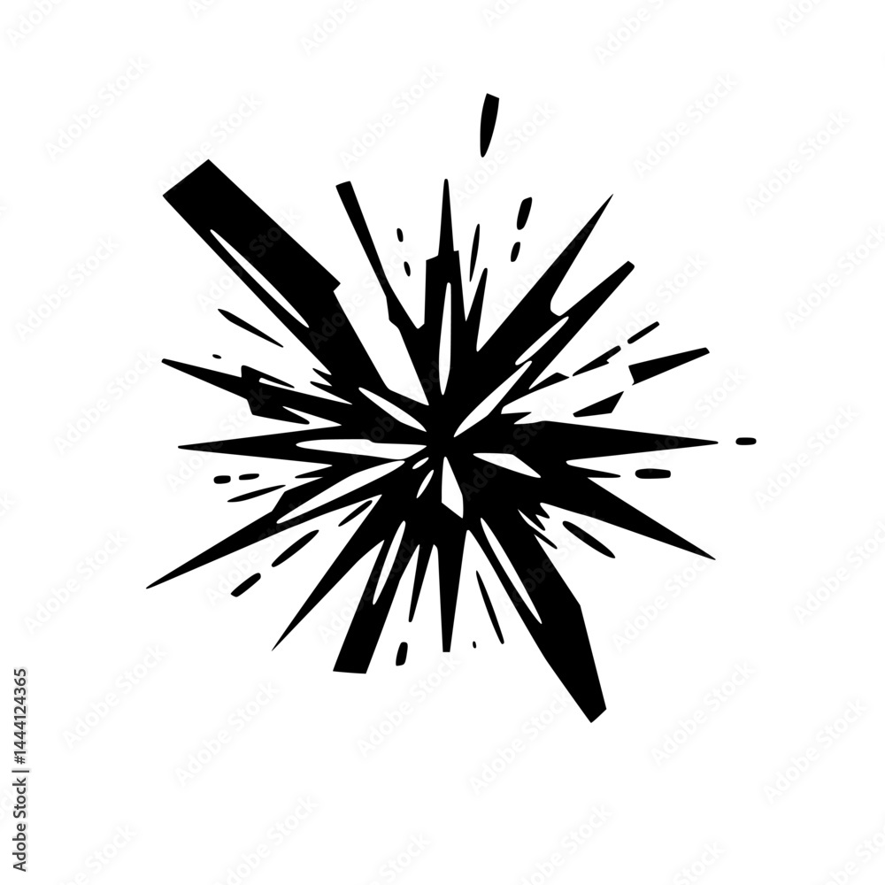 Fototapeta premium Abstract Black Burst on White: Explosive Vector Graphic