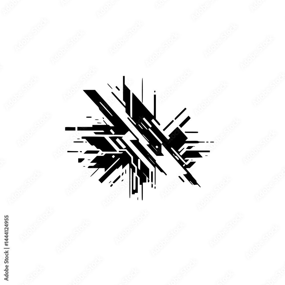 Abstract Black Lines Burst on White: Futuristic Tech Design Abstract Black Lines Burst on White: Futuristic Tech Design