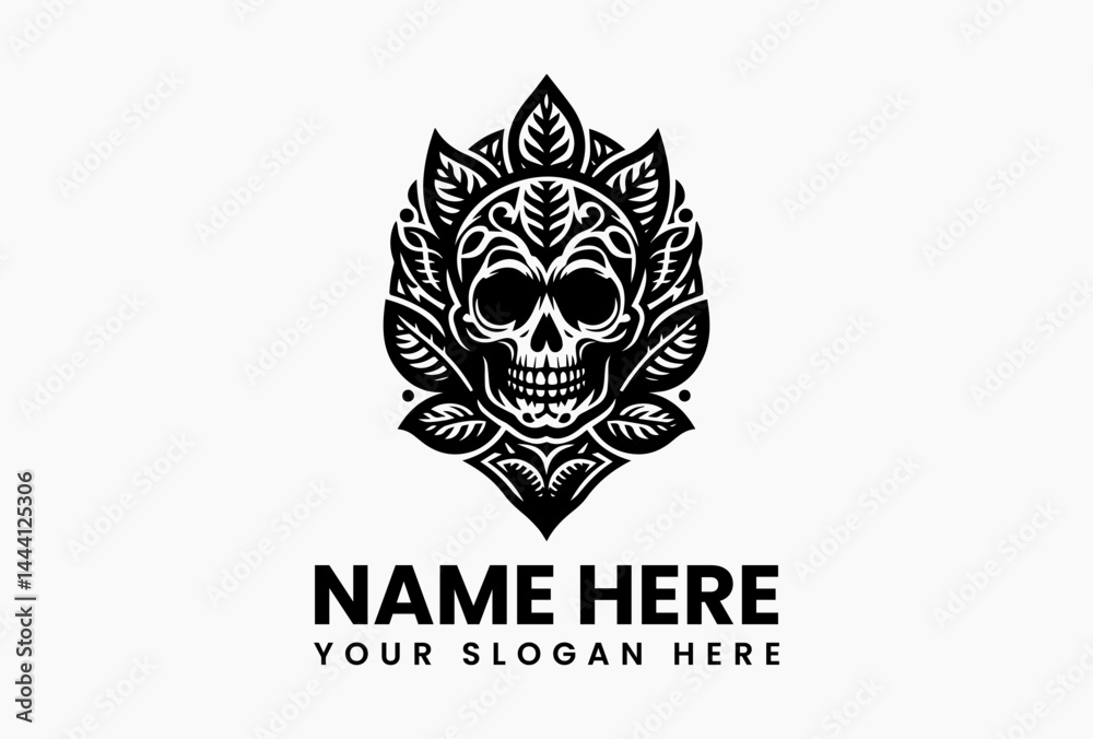 Stylized Floral Skull Vector Graphic. Day of the Dead Art Stylized Floral Skull Vector Graphic. Day of the Dead Art