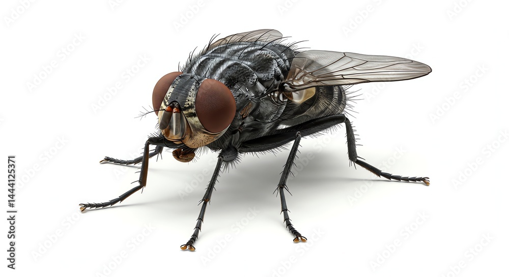 Fly Standing Isolated on White Background Macro Insect Fly Standing Isolated on White Background Macro Insect