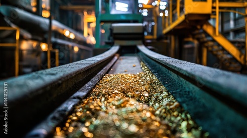 Wallpaper Mural Gold mining equipment and processed gold in a mining facility. Torontodigital.ca