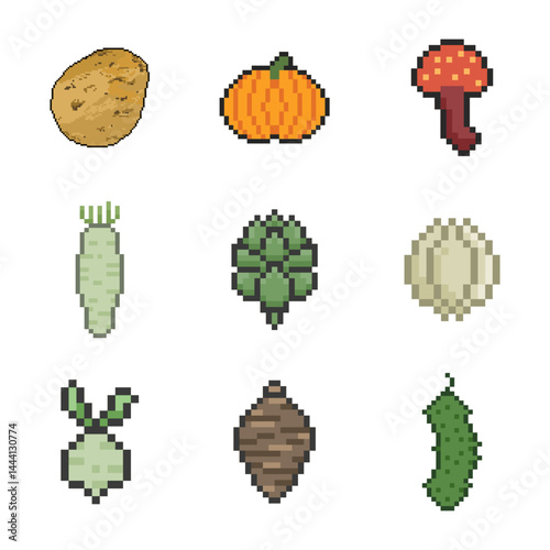 vegetable cute retro pixel art