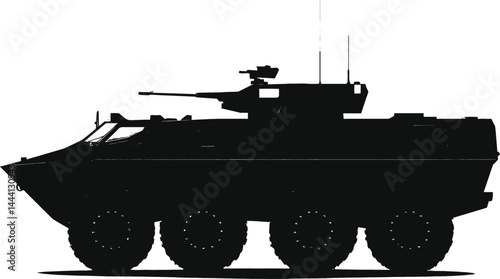 Armored Vehicle Flat Black Silhouette Vector Silhouette on a Plain White Background