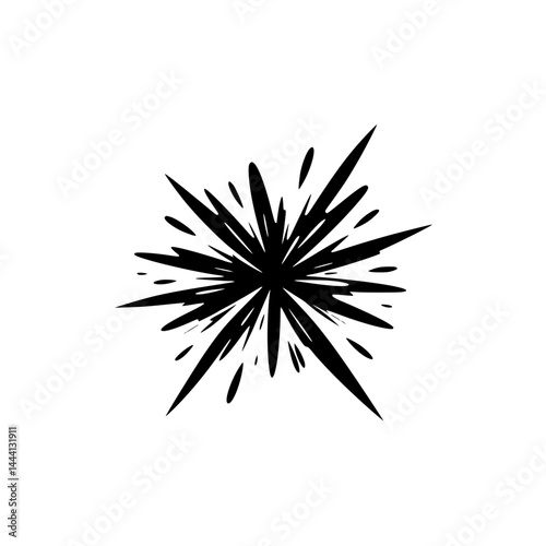 Black Explode Silhouette, Comic Book Burst, Abstract Design