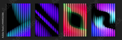 Abstract designs with colorful vertical stripes suitable for backgrounds, banners, prints, apparel, and stationery designs needing a modern touch.