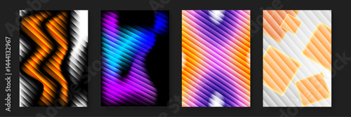 Four abstract designs with diagonal lines. Perfect for backgrounds, posters, banners, and packaging designs needing a modern touch of style.