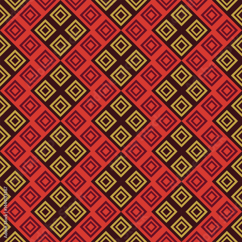 Geometric Rhombus Pattern in Red and Brown
