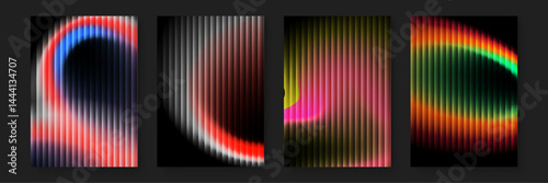 Four gradient stripes on black, suitable for graphic design, digital backgrounds, and abstract artistic projects needing vibrant colors and contrast.