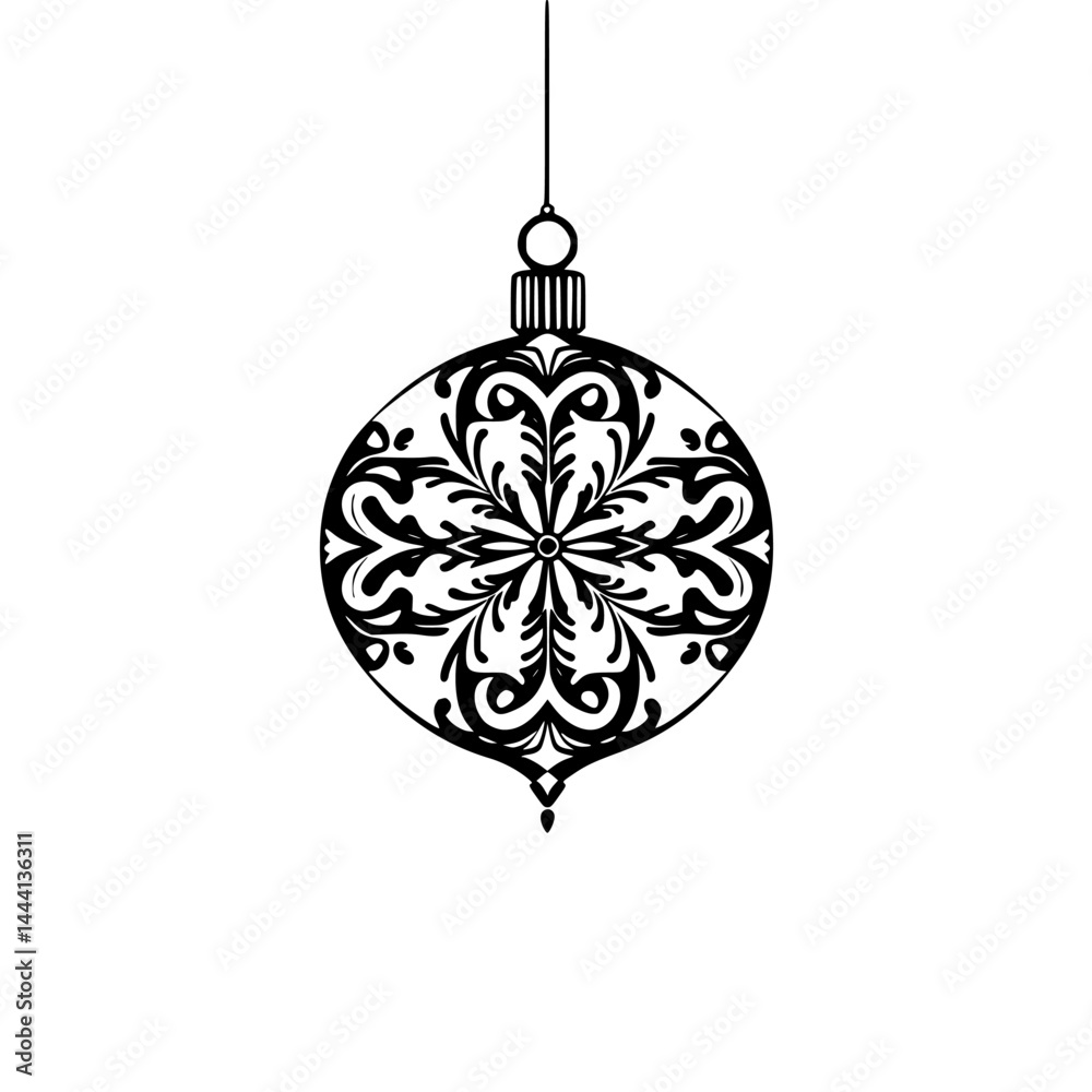 Fototapeta premium Elegant Black and White Christmas Ornament Illustration