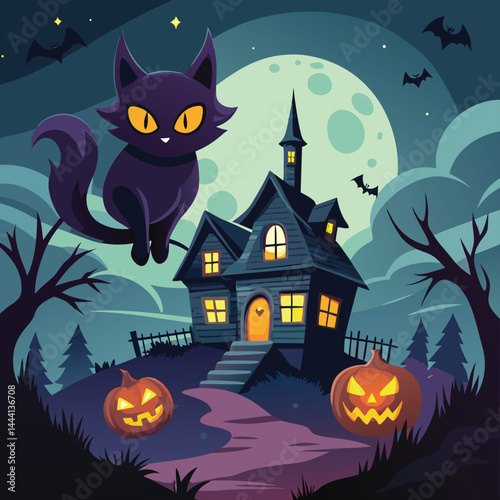 halloween background with haunted house