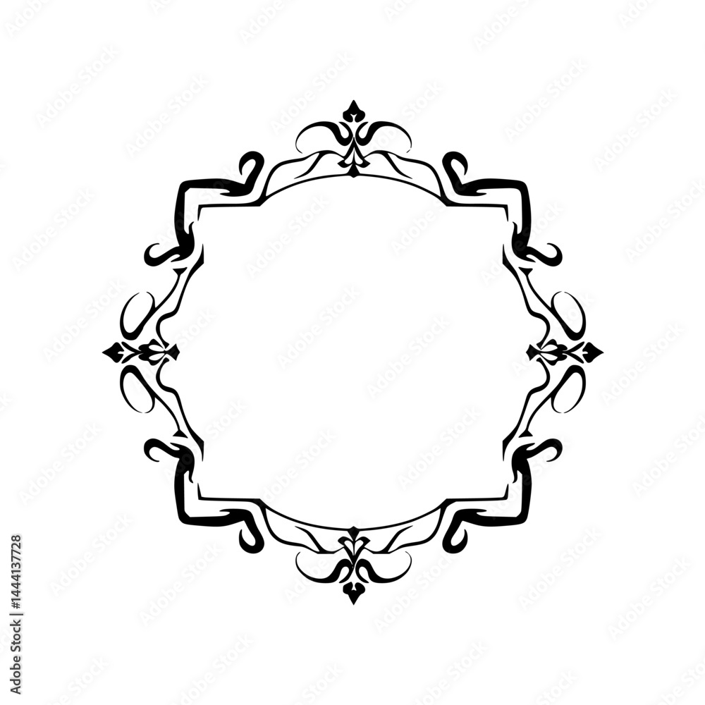 Fototapeta premium Elegant Black & White Ornamental Frame - Decorative Border Design