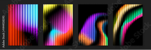Four colorful abstract designs with vertical stripes suitable for backgrounds, prints, packaging, and digital art projects. Bright and eyecatching visuals.