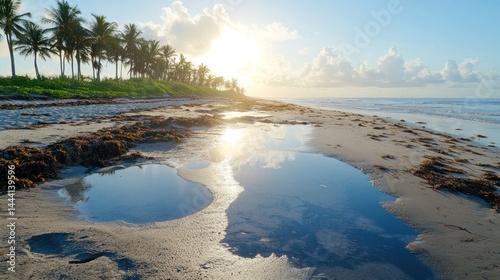 Wallpaper Mural Sunrise over a tranquil beach with reflections in tide pools Torontodigital.ca